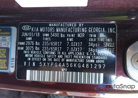 2019 Kia Sorento 3.3L Lx from USA, damaged, VIN 5XYPG4A56KG481297